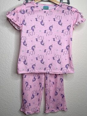 BedHead Pajamas Girls Size 12 Pink Unicorn Two Piece Set Ruffle PJs NWOT